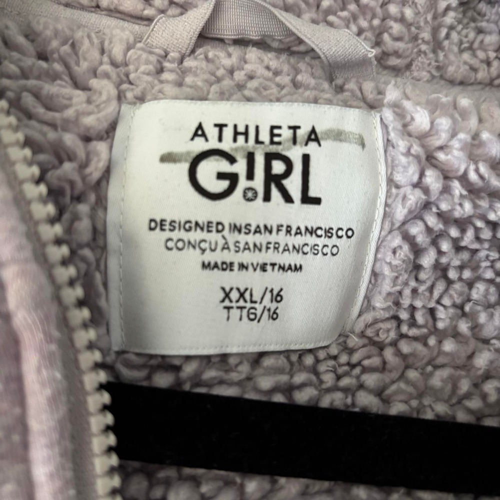 Athleta Girl lavender zip up jacket, GiRLS XXL, WOMEN'S XS - Picture 3 of 8